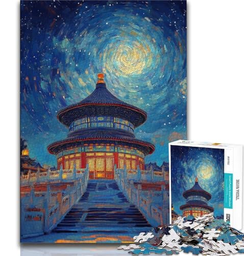 Puzzle für Erwachsene, 1000 Teile, Der Himmelstempel, Lernspiel, Herausforderungsspielzeug, Heimdekoration, für Kinder ab 14 Jahren, 38x26cm von FLKFDOZ