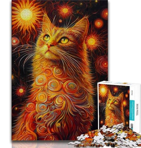 Puzzle für Erwachsene, 1000 Teile, Fantasiekatze, für Lernspiele, Herausforderungsspielzeug, für die Heimdekoration, für Kinder ab 14 Jahren, 38x26cm von FLKFDOZ