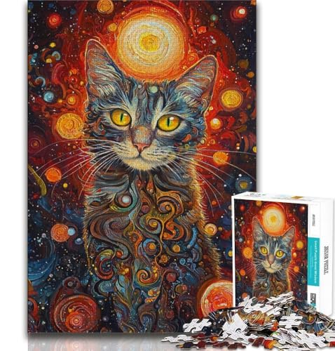 Puzzle für Erwachsene, 1000 Teile, Fantasiekatze, für Lernspiele, Herausforderungsspielzeug, für die Heimdekoration, für Kinder ab 14 Jahren, 38x26cm von FLKFDOZ