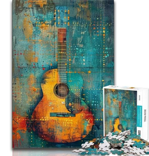 Puzzle für Erwachsene, 1000 Teile, Gitarre, für Lernspiele, Herausforderungsspielzeug, für die Heimdekoration, für Kinder ab 14 Jahren, 38x26cm von FLKFDOZ