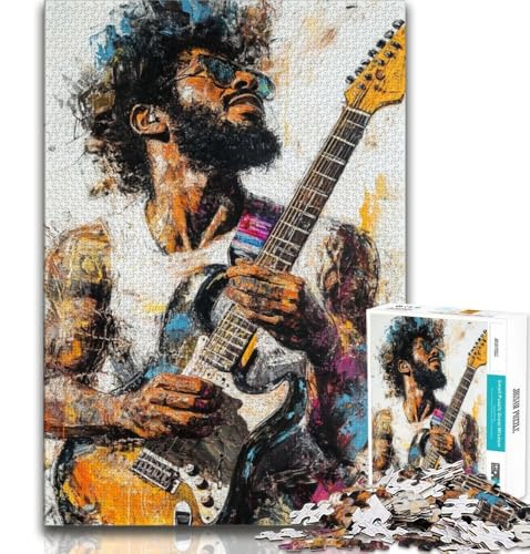 Puzzle für Erwachsene, 1000 Teile, Gitarrenspieler, als Lernspiel, Herausforderungsspielzeug, zur Heimdekoration, für Kinder ab 14 Jahren, 38x26cm von FLKFDOZ