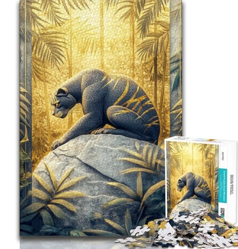 Puzzle für Erwachsene, 1000 Teile, Goldener Leopard, Stressabbau, schwierige Herausforderung, ganze Familie, für Kinder ab 14 Jahren, 38x26cm Puzzle für Erwachsene, 1000 Teile, Goldener Leopard, Stressabbau, schwierige Herausforderung, ganze Familie, für Kinder ab 14 Jahren, 38x26cm von FLKFDOZ