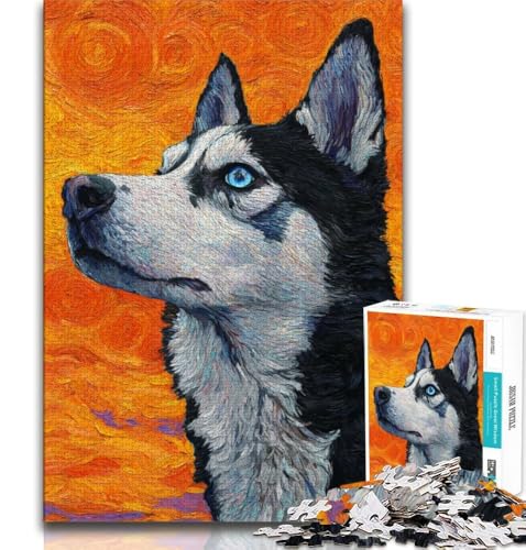 Puzzle für Erwachsene, 1000 Teile, Husky, als Lernspiel, Herausforderungsspielzeug, zur Heimdekoration, für Kinder ab 14 Jahren, 38x26cm von FLKFDOZ
