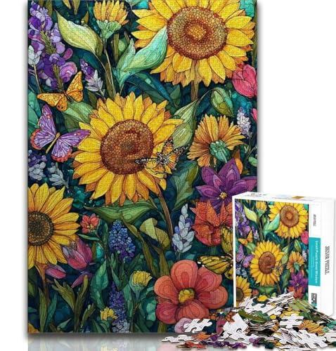 Puzzle für Erwachsene, 1000 Teile, Sonnenblume, als Lernspiel, Herausforderungsspielzeug, zur Heimdekoration, für Kinder ab 14 Jahren, 38x26cm von FLKFDOZ