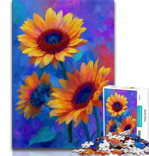 Puzzle für Erwachsene, 1000 Teile, Sonnenblumenölgemälde, für Lernspiele, Herausforderungsspielzeug, für die Heimdekoration, für Kinder ab 14 Jahren, 38x26cm von FLKFDOZ