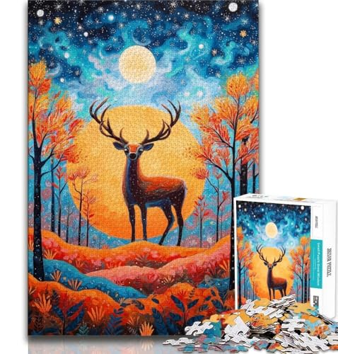 Puzzle für Erwachsene, 1000 Teile, Tierhirsch, als Lernspiel, Herausforderungsspielzeug, zur Heimdekoration, für Kinder ab 14 Jahren, 38x26cm von FLKFDOZ
