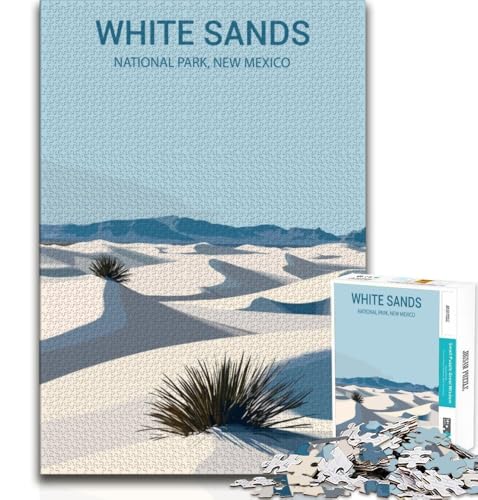 Puzzle für Erwachsene, 1000 Teile, White Sands National Park, Stressabbau, Staycation, Zeit totschlagen, Künstlersammlung, Bildende Kunst, für Kinder ab 14 Jahren, 38x26cm von FLKFDOZ