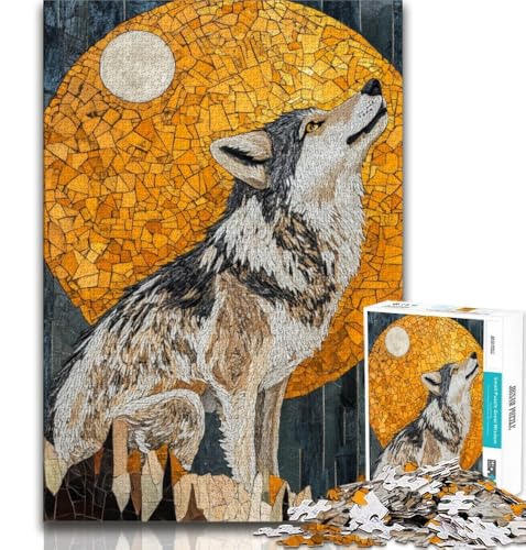 Puzzle für Erwachsene, 1000 Teile, Wolfskunst, für Lernspiele, Herausforderungsspielzeug, für die Heimdekoration, für Kinder ab 14 Jahren, 38x26cm von FLKFDOZ