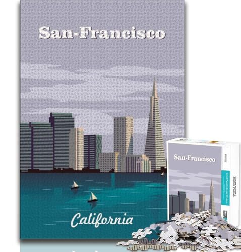 Puzzle für Erwachsene, 1000 Teile, schwierige San Francisco-Plakatkunst, dekomprimierendes intellektuelles Lernspielzeug, Wunschliste mit Weihnachtsmann für Kinder ab 14 Jahren, 38x26cm Puzzle für Erwachsene, 1000 Teile, schwierige San Francisco-Plakatkunst, dekomprimierendes intellektuelles Lernspielzeug, Wunschliste mit Weihnachtsmann für Kinder ab 14 Jahren, 38x26cm von FLKFDOZ