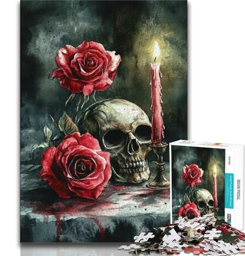 Puzzle für Erwachsene, 2000 Puzzles, Totenkopf, rote Rose, Kerze, Lernspiele, Heimdekoration, ganze Familie, 70x100cm Puzzle für Erwachsene, 2000 Puzzles, Totenkopf, rote Rose, Kerze, Lernspiele, Heimdekoration, ganze Familie, 70x100cm von FLKFDOZ