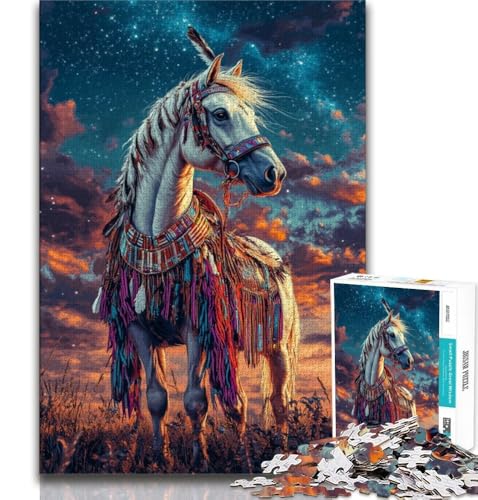 Puzzle für Erwachsene mit indianischem Pferd, 1000 Teile, schwierig, Lernspielzeug, Familienspiele, Geschenke für Freunde und Familie, 38x52cm Puzzle für Erwachsene mit indianischem Pferd, 1000 Teile, schwierig, Lernspielzeug, Familienspiele, Geschenke für Freunde und Familie, 38x52cm von FLKFDOZ