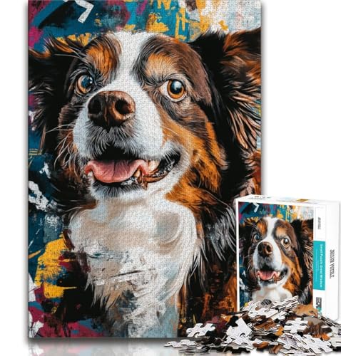 Puzzle für Erwachsene und Jugendliche, 1000 Teile, Australian Shepherd, Spielzeug, Denkspiel, ganze Familie, geeignet für Kinder ab 14 Jahren, 38x26cm Puzzle für Erwachsene und Jugendliche, 1000 Teile, Australian Shepherd, Spielzeug, Denkspiel, ganze Familie, geeignet für Kinder ab 14 Jahren, 38x26cm von FLKFDOZ
