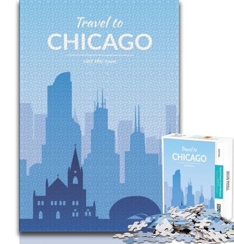 Puzzle für Erwachsene und Jugendliche, 1000 Teile, Chicago, Spielzeug, Denkspiel, ganze Familie, geeignet für Kinder ab 14 Jahren, 38x26cm Puzzle für Erwachsene und Jugendliche, 1000 Teile, Chicago, Spielzeug, Denkspiel, ganze Familie, geeignet für Kinder ab 14 Jahren, 38x26cm von FLKFDOZ