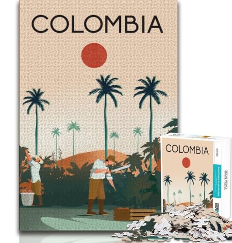 Puzzle für Erwachsene und Jugendliche, 1000 Teile, Kolumbien-Reiseplakat, Spielzeug, Denkspiel, ganze Familie, geeignet für Kinder ab 14 Jahren, 38x26cm Puzzle für Erwachsene und Jugendliche, 1000 Teile, Kolumbien-Reiseplakat, Spielzeug, Denkspiel, ganze Familie, geeignet für Kinder ab 14 Jahren, 38x26cm von FLKFDOZ