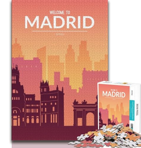 Puzzle für Erwachsene und Jugendliche, 1000 Teile, Madrid, Spanien, Spielzeug, Denkspiel, ganze Familie, geeignet für Kinder ab 14 Jahren, 38x26cm von FLKFDOZ