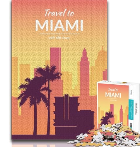 Puzzle für Erwachsene und Jugendliche, 1000 Teile, Miami, Florida, Spielzeug, Denkspiel, ganze Familie, geeignet für Kinder ab 14 Jahren, 38x26cm Puzzle für Erwachsene und Jugendliche, 1000 Teile, Miami, Florida, Spielzeug, Denkspiel, ganze Familie, geeignet für Kinder ab 14 Jahren, 38x26cm von FLKFDOZ