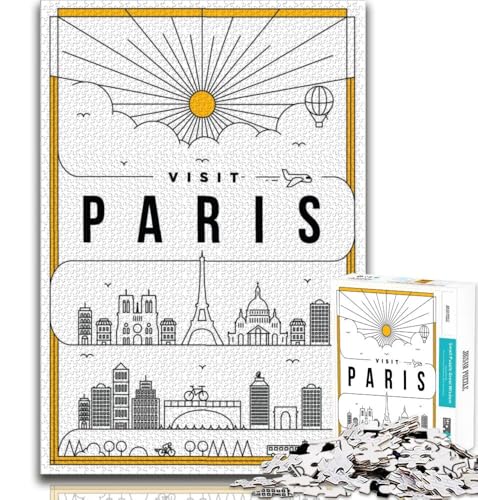 Puzzle für Erwachsene und Jugendliche, 1000 Teile, Paris, Frankreich, Spielzeug, Denkspiel, ganze Familie, geeignet für Kinder ab 14 Jahren, 38x26cm Puzzle für Erwachsene und Jugendliche, 1000 Teile, Paris, Frankreich, Spielzeug, Denkspiel, ganze Familie, geeignet für Kinder ab 14 Jahren, 38x26cm von FLKFDOZ