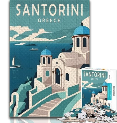 Puzzle für Erwachsene und Jugendliche, 1000 Teile, Santorini, Griechenland, Reise, Spielzeug, Denkspiel, ganze Familie, geeignet für Kinder ab 14 Jahren, 38x26cm Puzzle für Erwachsene und Jugendliche, 1000 Teile, Santorini, Griechenland, Reise, Spielzeug, Denkspiel, ganze Familie, geeignet für Kinder ab 14 Jahren, 38x26cm von FLKFDOZ