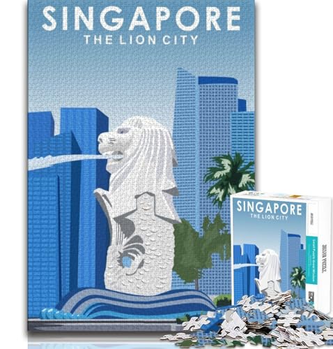 Puzzle für Erwachsene und Jugendliche, 1000 Teile, Singapur-Reiseplakat, Spielzeug, Denkspiel, ganze Familie, geeignet für Kinder ab 14 Jahren, 38x26cm Puzzle für Erwachsene und Jugendliche, 1000 Teile, Singapur-Reiseplakat, Spielzeug, Denkspiel, ganze Familie, geeignet für Kinder ab 14 Jahren, 38x26cm von FLKFDOZ