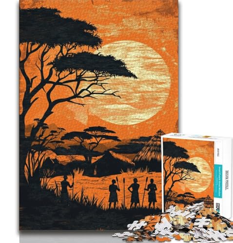 Puzzle für Erwachsene und Jugendliche, 1000 Teile, afrikanische Graslandschaften, für Lernspiele, Herausforderungen, Spielzeug, Geburtstagsgeschenk, Geschenke, Wandkunst, 38x26cm von FLKFDOZ