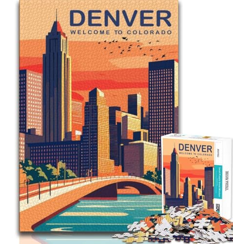 Puzzle für Erwachsene und Jugendliche, Puzzle Denver, Lernspiel, Herausforderungsspielzeug, für die Heimdekoration ab 14 Jahren, 38x26cm von FLKFDOZ