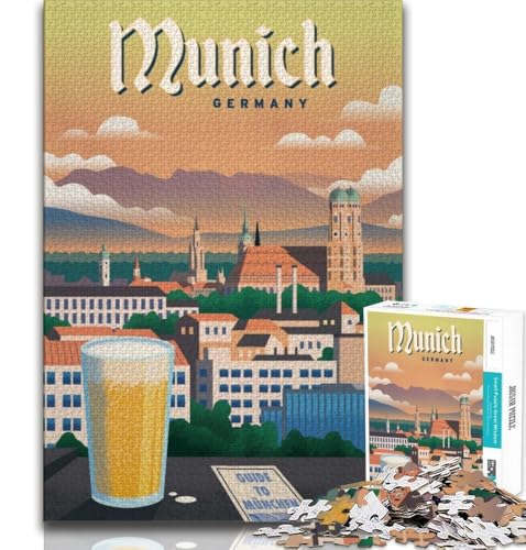 Puzzle für Erwachsene und Jugendliche, Puzzle München, Lernspiel, Herausforderungsspielzeug, für die Heimdekoration ab 14 Jahren, 38x26cm von FLKFDOZ