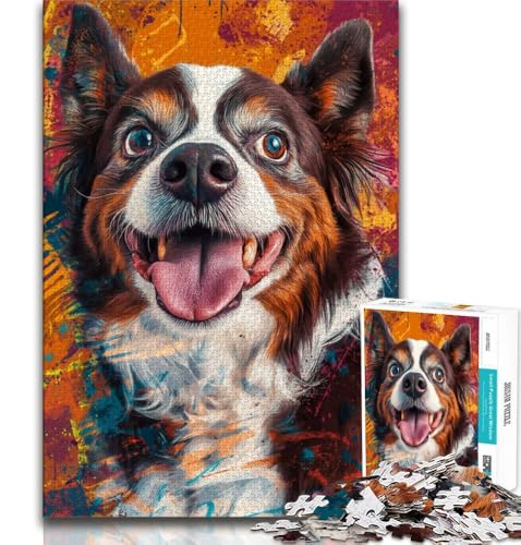 Puzzle für Erwachsene und Teenager, Puzzle „Australischer Schäferhund“, Lernspiel, Herausforderungsspielzeug, für die Heimdekoration ab 14 Jahren, 38x26cm von FLKFDOZ