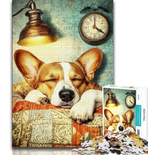 Puzzle für Erwachsene und Teenager, Puzzle „Happy Corgi“, Lernspiel, Herausforderungsspielzeug, für die Heimdekoration ab 14 Jahren, 38x26cm von FLKFDOZ