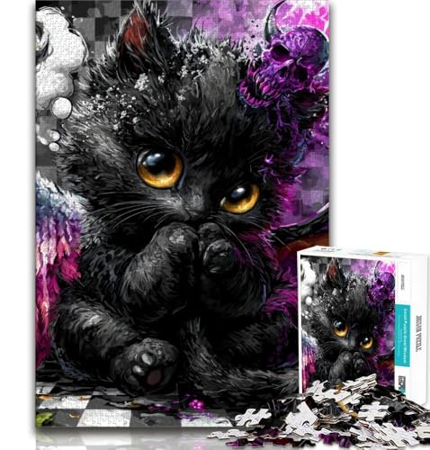 Puzzle für Erwachsene und Teenager, Puzzle „Teufelskätzchen“, Lernspiel, Herausforderungsspielzeug, für die Heimdekoration ab 14 Jahren, 38x26cm von FLKFDOZ
