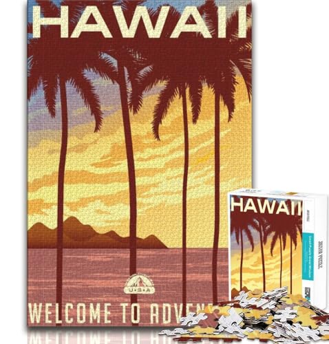 Puzzle für Erwachsene und Teenager, Puzzle Hawaii, Lernspiel, Herausforderungsspielzeug, für die Heimdekoration ab 14 Jahren, 38x26cm von FLKFDOZ