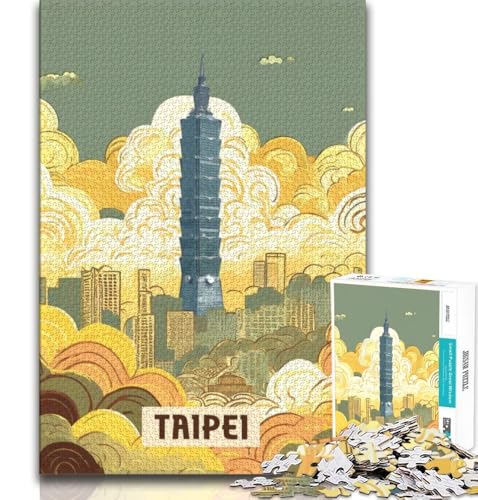 Puzzle für Erwachsene und Teenager, Puzzle Taipei, Lernspiel, Herausforderungsspielzeug, für die Heimdekoration ab 14 Jahren, 38x26cm von FLKFDOZ