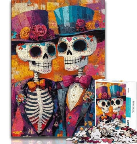 Puzzle für Teenager, 1000 Puzzles, mexikanischer Totenkopf, Spielzeug, Lernspiele, Stressabbau, einzigartige Geburtstags- und Geschenkideen, 38x26cm von FLKFDOZ