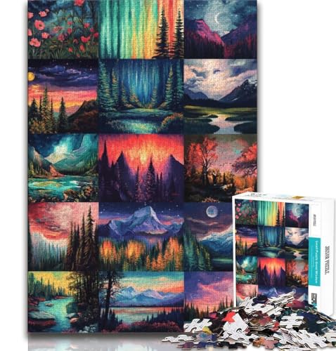 Puzzle für Teenager, 1000 Teile, Aurora-Collage, hilft dem Gehirn, süchtig machendes Spielzeug zu trainieren, um Geduld zu fördern, perfekte Dekoration, 38x52cm von FLKFDOZ