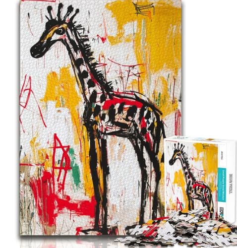 Puzzle für Teenager, 1000 Teile, Basquiat-Giraffe, Spielzeug, Lernspiele, Stressabbau, tolle Geschenke und Spielzeuge, 38x52cm von FLKFDOZ