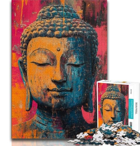 Puzzle für Teenager, 1000 Teile, Buddha-Ölgemälde, Lernspiele, Heimdekoration, Lernspiel für Geburtstag, Weihnachten, 38x52cm von FLKFDOZ