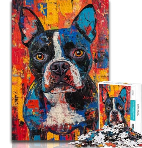 Puzzle für Teenager, 1000 Teile, Bullterrier-Hund, entspannendes intellektuelles Lernspielzeug, stärkt die Liebe zwischen Paaren, für Kinder ab 14 Jahren, 38x26cm von FLKFDOZ