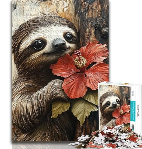 Puzzle für Teenager, 1000 Teile, Faultiertiere, Lernspiele, Heimdekoration, Lernspiel für Geburtstag, Weihnachten, 38x52cm von FLKFDOZ