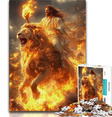 Puzzle für Teenager, 1000 Teile, Flammenlöwen-Berg, Stressabbau, schwierige Herausforderung, einzigartige Heimdekoration und Geschenke, 38x52cm von FLKFDOZ