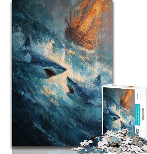 Puzzle für Teenager, 1000 Teile, Haie und Katzen, Spielzeug, Lernspiele, Stressabbau, tolle Geschenke und Spielzeuge, 38x52cm Puzzle für Teenager, 1000 Teile, Haie und Katzen, Spielzeug, Lernspiele, Stressabbau, tolle Geschenke und Spielzeuge, 38x52cm von FLKFDOZ