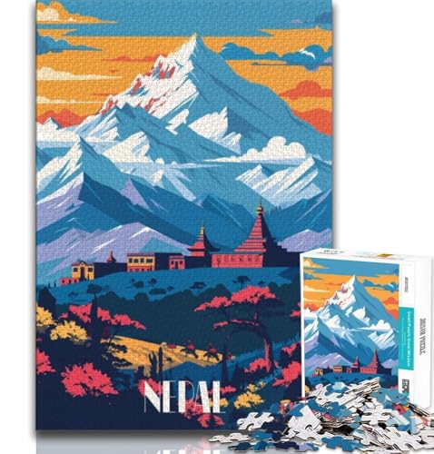 Puzzle für Teenager, 1000 Teile, Himalaya-Majestät, Denkspiel, Spielzeug, jedes Teil ist einzigartig – anspruchsvolles Familienspiel, geeignet für Kinder und Jugendliche ab 14 Jahren, 38x26cm von FLKFDOZ
