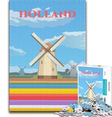 Puzzle für Teenager, 1000 Teile, Holland, Denkspiel, Spielzeug, jedes Teil ist einzigartig – anspruchsvolles Familienspiel, geeignet für Kinder und Jugendliche ab 14 Jahren, 38x26cm von FLKFDOZ