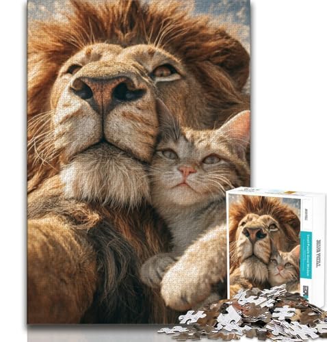 Puzzle für Teenager, 1000 Teile, Löwe und Katze, Spielzeug, Lernspiele, Stressabbau, tolle Geschenke und Spielzeuge, 38x52cm Puzzle für Teenager, 1000 Teile, Löwe und Katze, Spielzeug, Lernspiele, Stressabbau, tolle Geschenke und Spielzeuge, 38x52cm von FLKFDOZ