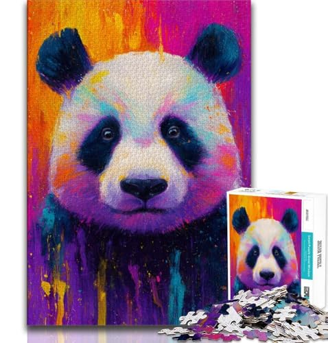 Puzzle für Teenager, 1000 Teile, Panda-Ölgemälde, Lernspiele, Heimdekoration, Lernspiel für Geburtstag, Weihnachten, 38x52cm von FLKFDOZ
