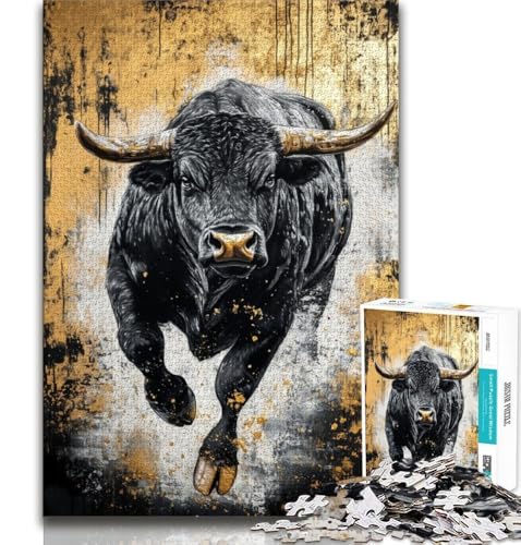 Puzzle für Teenager, 1000 Teile, Schwarzgold-Bulle, Lernspiele, Heimdekoration, Lernspiel für Geburtstag, Weihnachten, 50x75cm Puzzle für Teenager, 1000 Teile, Schwarzgold-Bulle, Lernspiele, Heimdekoration, Lernspiel für Geburtstag, Weihnachten, 50x75cm von FLKFDOZ