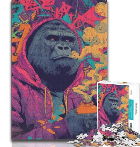 Puzzle für Teenager, 1000 Teile, Smoky Chimpanzee, Spielzeug, Lernspiele, Stressabbau, tolle Geschenke und Spielzeuge, 38x52cm Puzzle für Teenager, 1000 Teile, Smoky Chimpanzee, Spielzeug, Lernspiele, Stressabbau, tolle Geschenke und Spielzeuge, 38x52cm von FLKFDOZ