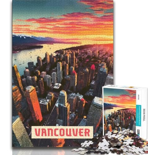 Puzzle für Teenager, 1000 Teile, Vancouver, Denkspiel, Spielzeug, jedes Teil ist einzigartig – anspruchsvolles Familienspiel, geeignet für Kinder und Jugendliche ab 14 Jahren, 38x26cm von FLKFDOZ