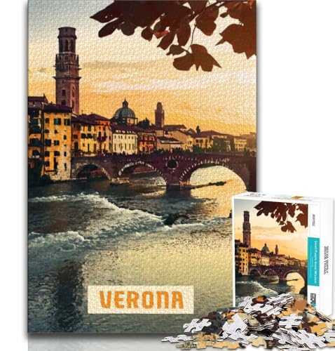 Puzzle für Teenager, 1000 Teile, Verona, Lernspielzeug, für die Heimdekoration, für Kinder ab 14 Jahren, 38x26cm von FLKFDOZ