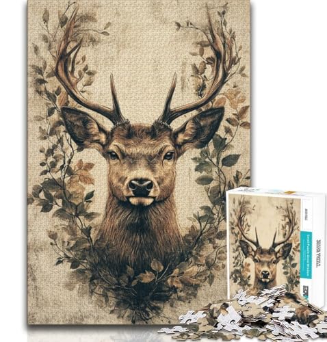 Puzzle für Teenager, 1000 Teile, Waldhirsch, Lernspiele, Heimdekoration, Lernspiel für Geburtstag, Weihnachten, 38x26cm von FLKFDOZ