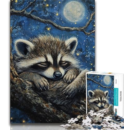 Puzzle für Teenager, 1000 Teile, schlafender Waschbär, Lernspiele, Heimdekoration, Lernspiel für Geburtstag, Weihnachten, 38x52cm von FLKFDOZ