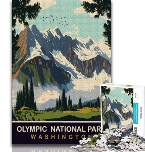 Puzzle für Teenager, 1000-teiliges Puzzle „Olympic National Park“, Familienspiel zum Stressabbau, schwierige Herausforderung, Lernspiel für Geburtstag, Weihnachten, für Kinder ab 14 Jahren, 38x26cm von FLKFDOZ